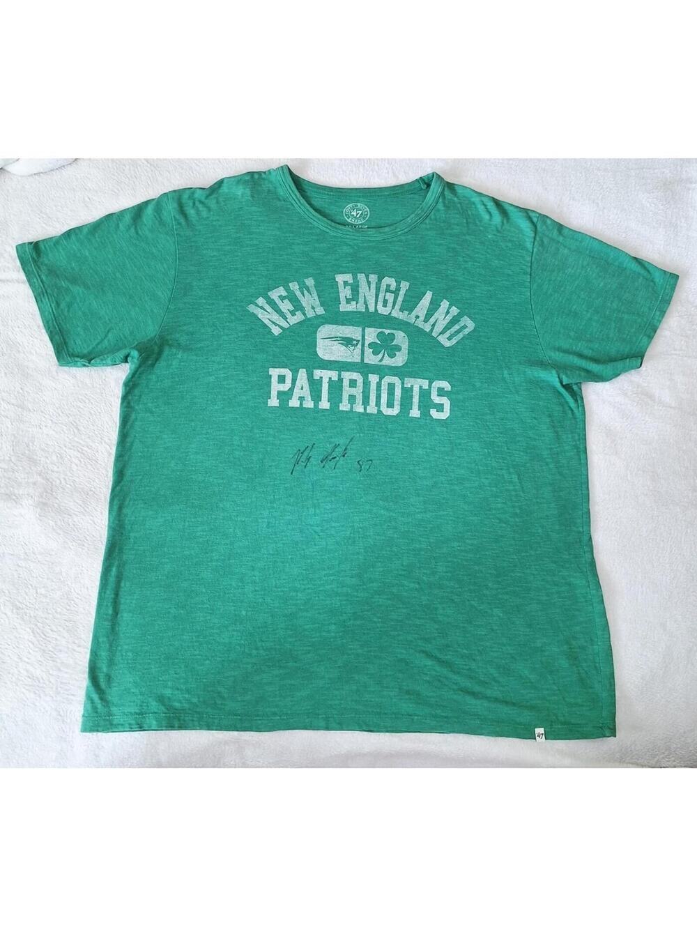 Rob Gronkowski Signed Patriots Shirt 2XL Green St Patrick's